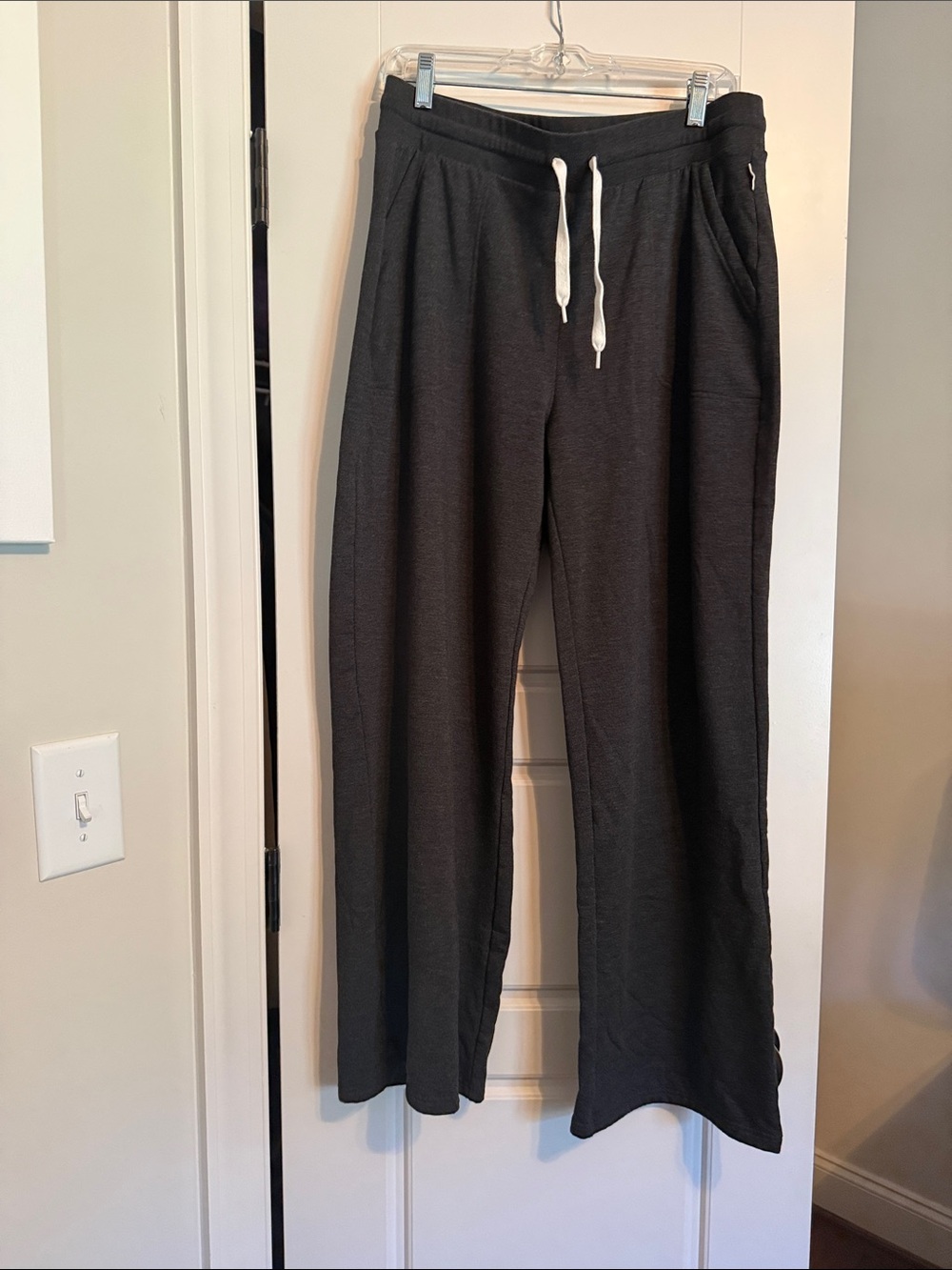 Free Fly Apparel Black Track Pants with White Drawstring